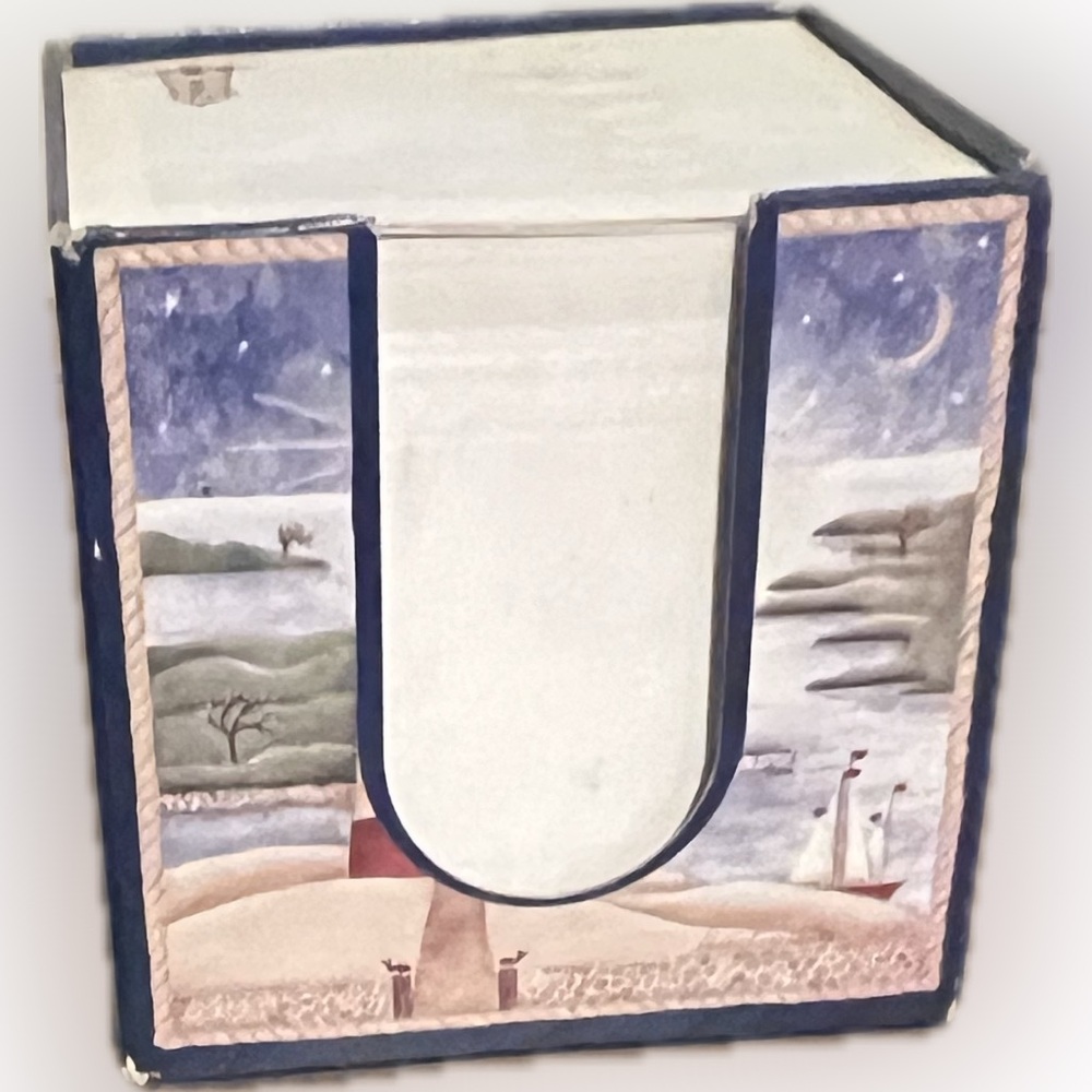 ❌Vintage Cube Coastal Lighthouse Notepad Container Stationery Accent Decor - Picture 2 of 8